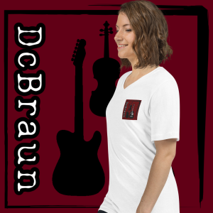 DCBraun Embroidered Logo Vneck Unisex Short Sleeve V-Neck T-Shirt