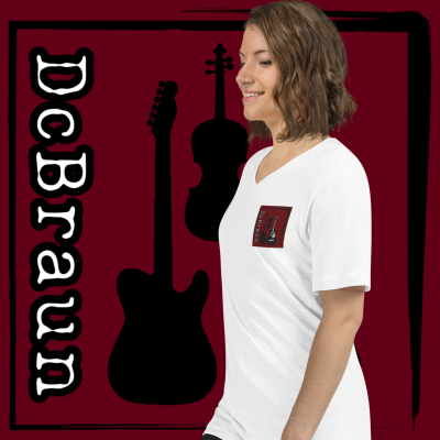 DCBraun Embroidered Logo Vneck Unisex Short Sleeve V-Neck T-Shirt