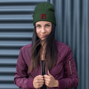 Knit Beanie with embroidered Logo Green