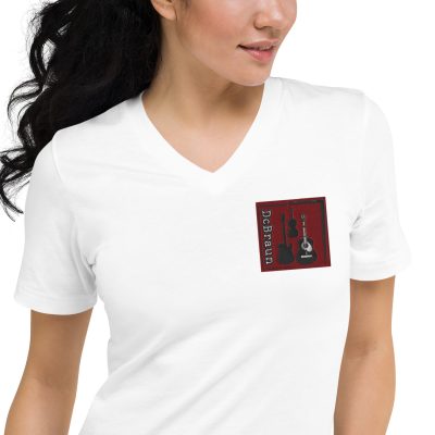 DCBraun Embroidered Logo Vneck Unisex Short Sleeve V-Neck T-Shirt - Image 4